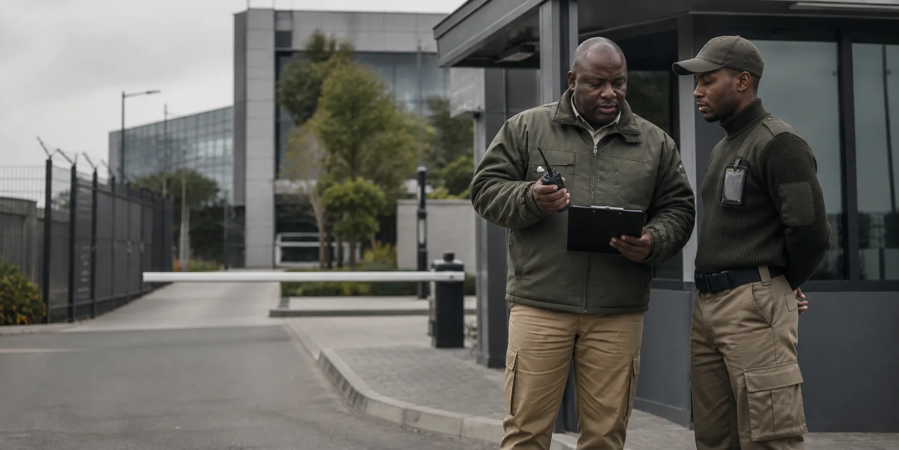 Security supervisor conducting a professional site check